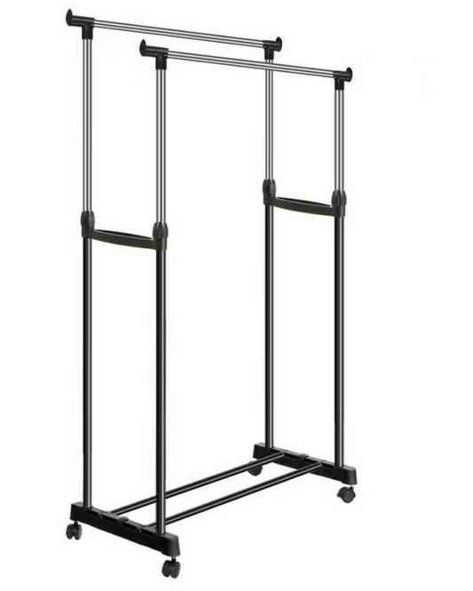 Suport Dublu pentru Haine și Umerașe Mobil