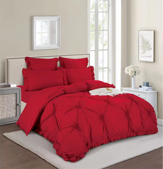 Lenjerie de Pat Finet cu Inimioare Brodate cu Elastic 6 Piese