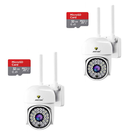 PACHET 2X Camera de Supraveghere, JORTAN JT-8161, 1080P, WIFI, IP66, Wireless, NightVision Infrarosu + Card 32GB