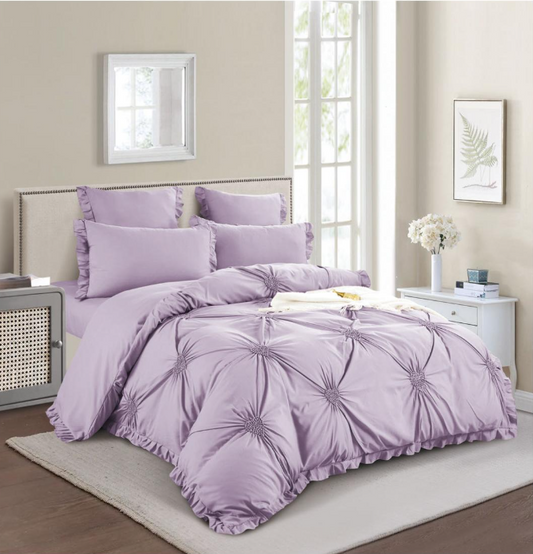 Lenjerie de Pat Finet cu Inimioare Brodate cu Elastic 6 Piese